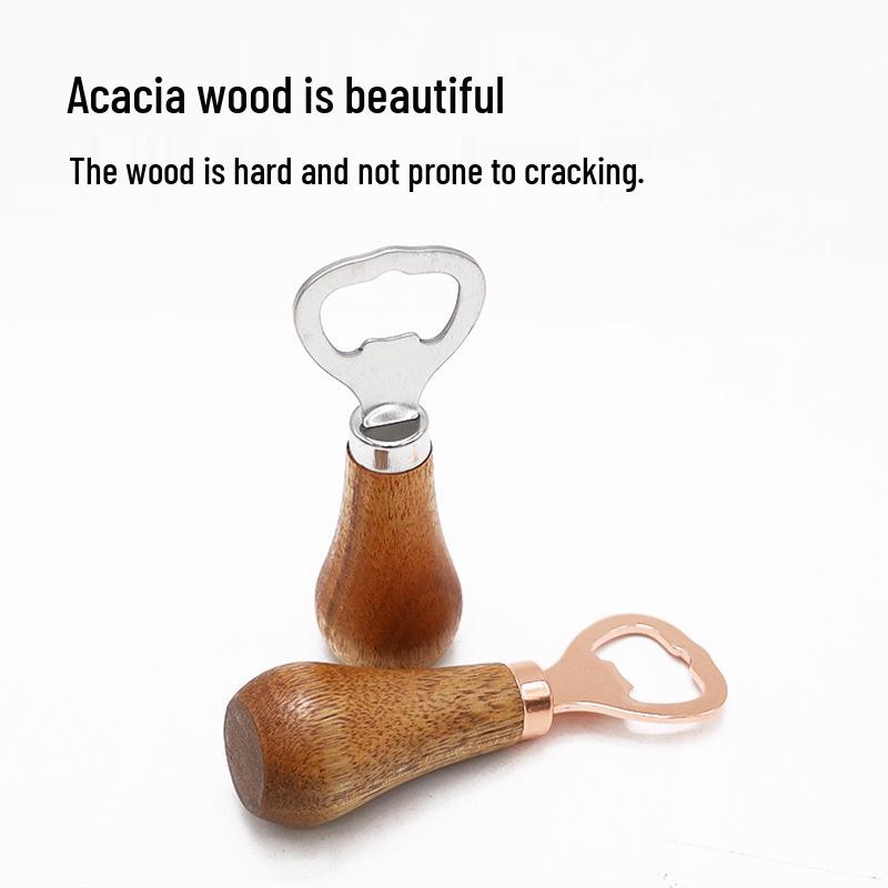 Rose Gold Vertical Wine Opener with Solid Wood Handle