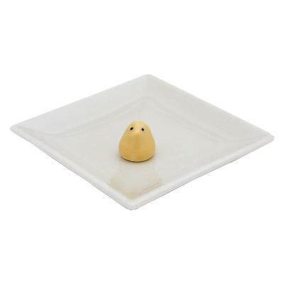 Keramik-Räucherschale und Küken-Räucherstäbchenhalter (Elfenbein)