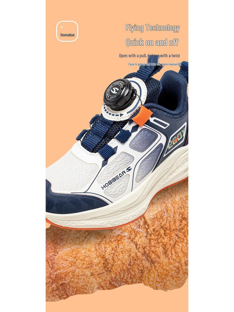 Hapi Bear Boys' Breathable Double Mesh Lightweight Sports Shoes for Spring and Autumn