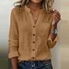 Women Shirt V Neck Long Sleeve Button Down Spring Summer Casual Tops