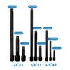 9-teiliges Werkzeugset: Verlängerungsstangen und Hülsen - 3/8" (Groß Mittel Klein), 1/2" Ratsche, 1/4" Kurzstange