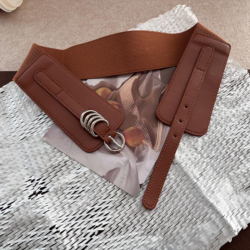 

Elegant Wide Black Elastic Waist Belt For Women Perfect Fit For Stylish Attire Office коричневий