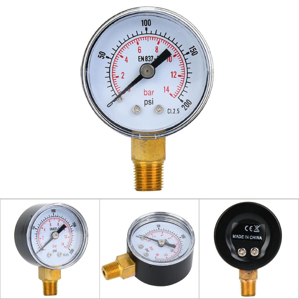 Mechanical Pressure Gauge 18inch BSPT Bottom Connection for Air Oil Water (0200psi 014bar)