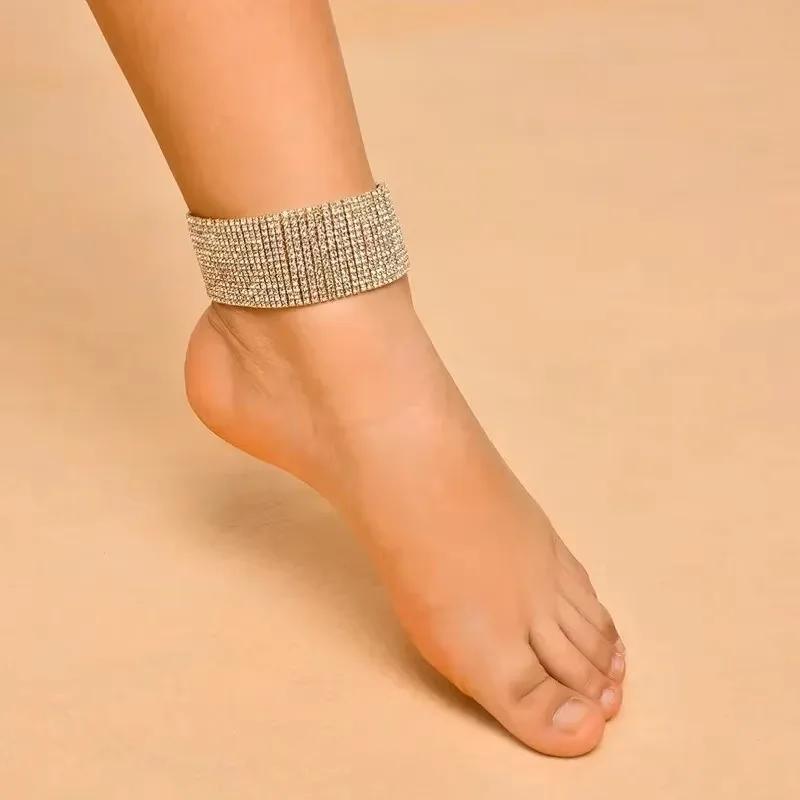 Diamond Studded Shiny Ankle Chain Adjustable Women's Jewelry Rhinestone Ankle Bracelet Sexy Nightclub Full Diamond Ankle Chain