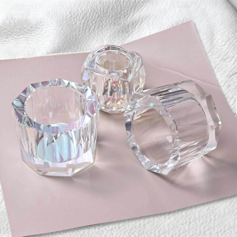Luxurious Artificial Crystal Nail Brush Cleaner With Scratch Resistant Surfaces Crystal Glass Dish For Salon Use