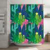 Green Cactus Shower Curtain Waterproof Fabric with Tropical Plant Pattern for Bathroom Decor Brighten Up Your Space Today