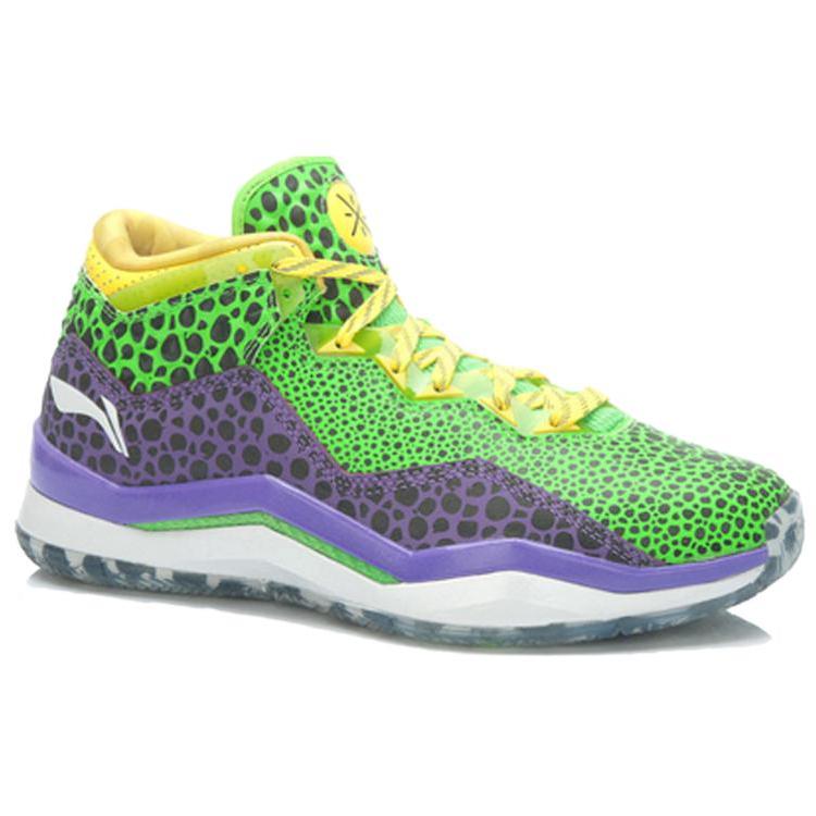 LiNing WOW 3 Way Of Wade 3 All-Star Cushioned Slip-Resistant Coverage Mid-Top Basketball Shoes Men's Green Purple ABAJ013-30