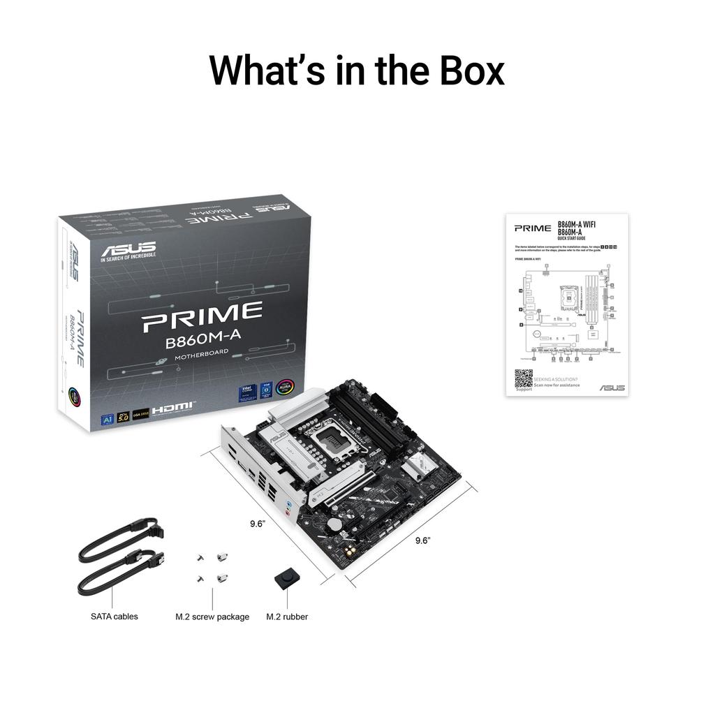 ASUS Motherboard with Intel Core Ultra Processors and mATX Chipset for Compatible with Intel B860M-A-CSM (Series 2) LGA1851, CPUs.
