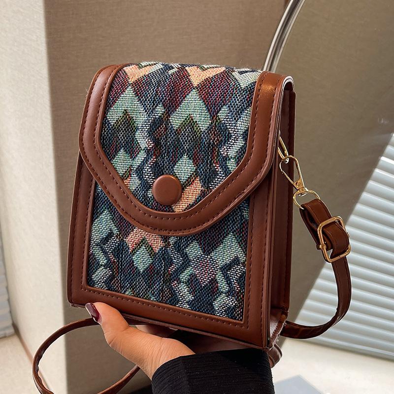 Popularne torby o wysokiej fakturze i modne pionowe torby crossbody dla kobiet Ins Niszowa torba na ramię na telefon komórkowy Torba w kratkę dla kobiet