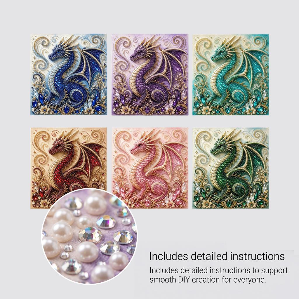 Dragon Rhinestone Art Painting Kit Pink Dragon, DIY Diamond Painting 3D Art Home Decoration