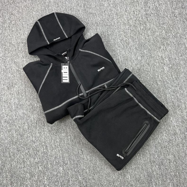 Unisex Embroidered Hooded Sweatshirt & Velvet Sweatpants Hip Hop Set