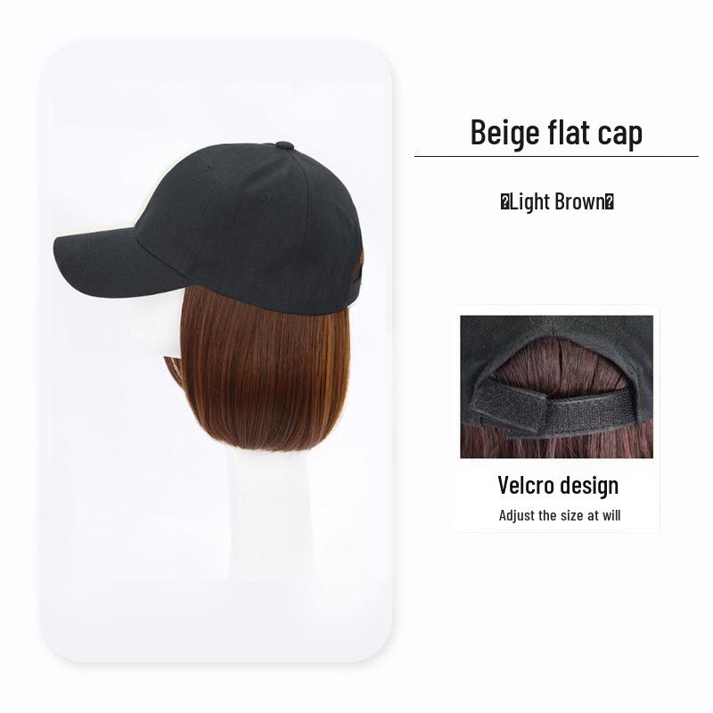 Bob Wig Cap: Women's Versatile Short-Style Synthetic Hair Baseball Cap for Full Gray Hair Coverage.