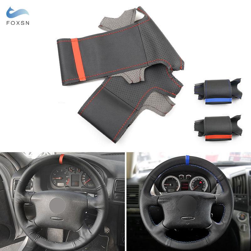 

Для VW Golf 4 MK4 Passat B5 1998 1999 2000 2001 2002 2003 2004 кожаный чехол на руль автомобиля, сшитый вручную, внутренний