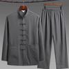 Men's Tang Suit Ice Silk Set - Long-Sleeve Chinese Tai Chi Hanfu for Spring/Summer