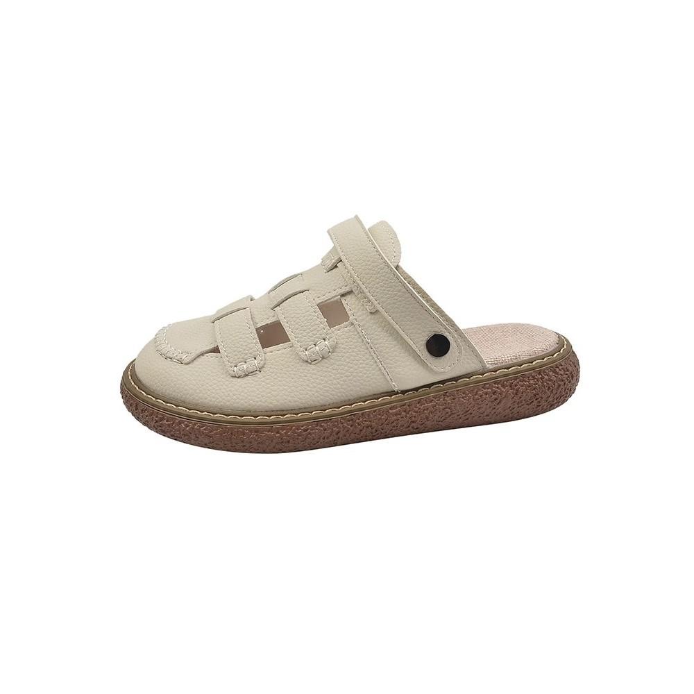 Two wear hollowed-out bag head sandals women's new literary hole hole thick-soled Mori half slippers summer wear