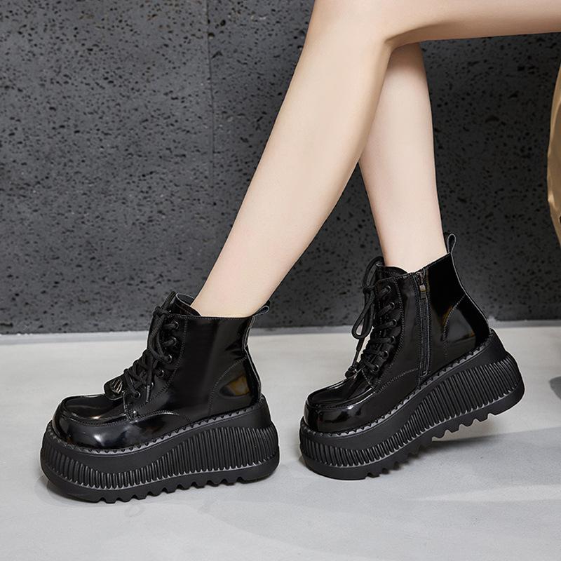 Thick-soled Martin Boots Women's 2025 Autumn and Winter New Versatile Muffin Inner Height Increase Women's Shoes Small British Style Short Boots