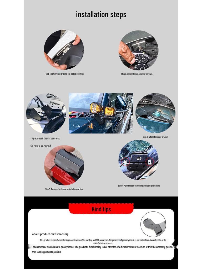 A-pillar LED Spotlight Quick-Release Bracket for 2nd-Gen Trumpchi GS8