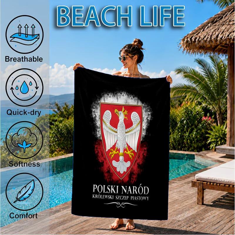Eagle Of Poland: Symbolic Strength Beach Towel, Quick-drying, Easy To Care For, Suitable for Both Fitness and Beach Vacations,Sports Essential
