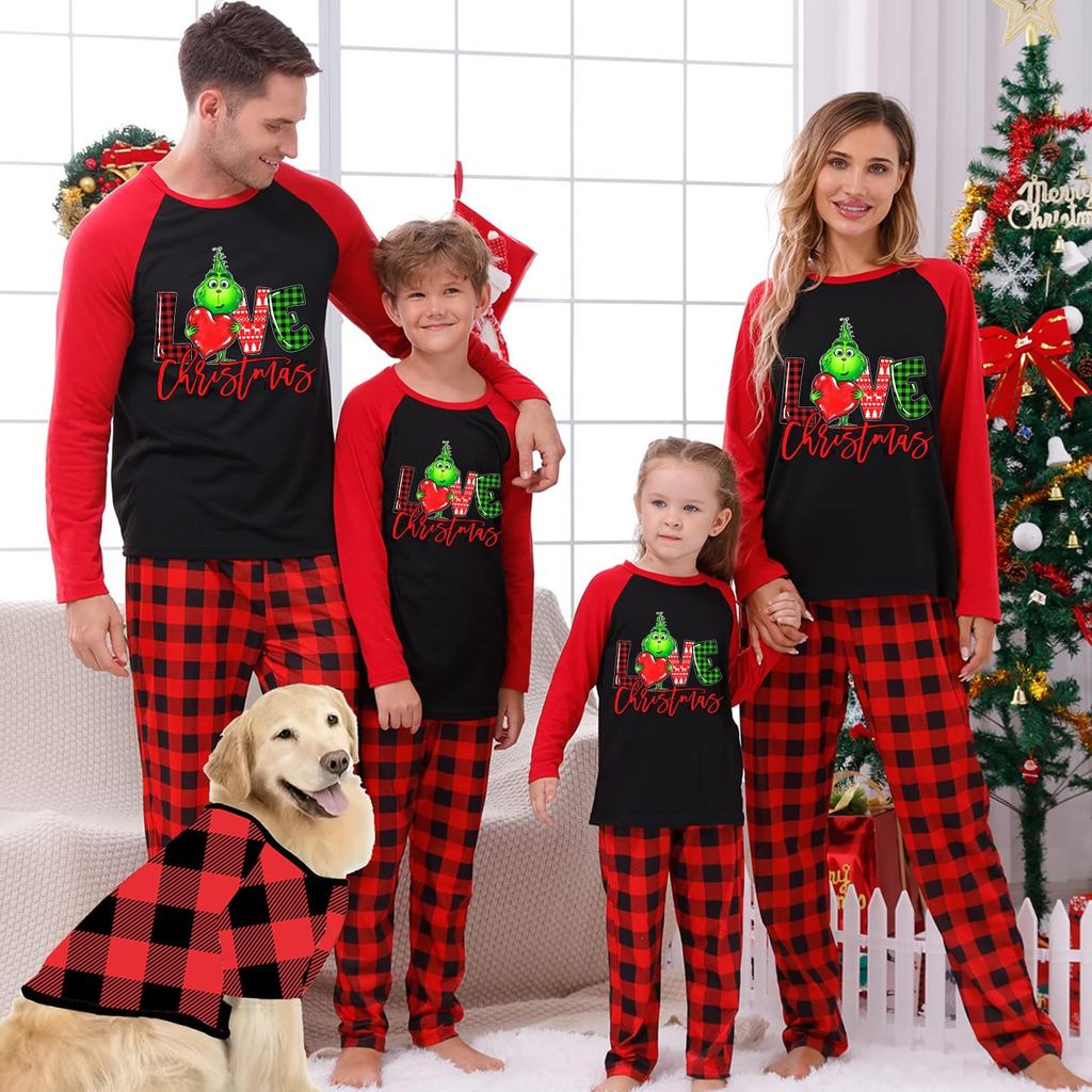 Christmas Prints Family Matching Long Sleeve Tops+Pants Set Family Matching Sets