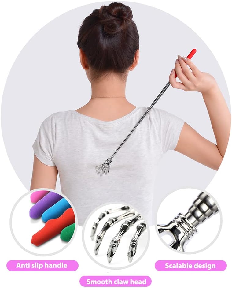 Skeleton Hand Back Scratcher Telescopic Stainless Steel Back Massager Body Scratcher Tool