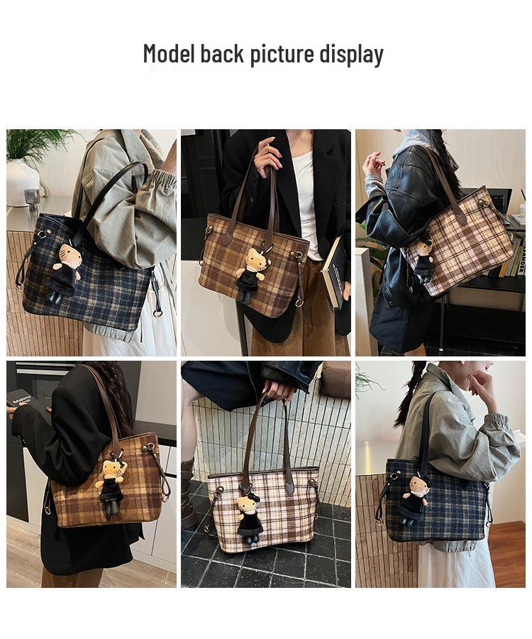 Damen College-Stil Cross-Border Woll-Tote: Handtasche mit großer Kapazität, vielseitig, modisch und hochwertig für Studenten