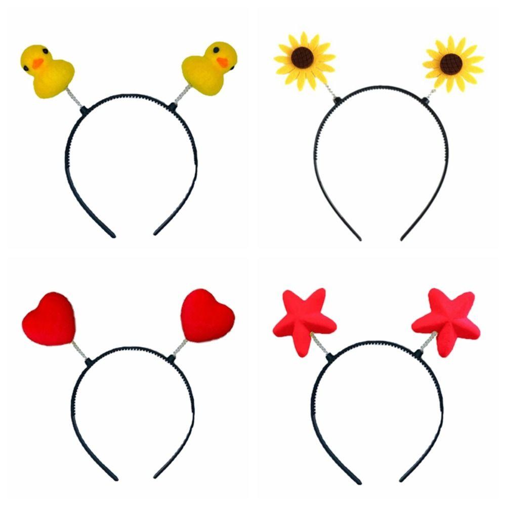 Sunflower Yellow Duck Headband Star Children Hair Bands Funny Cartoon Hair Hoop  Performance