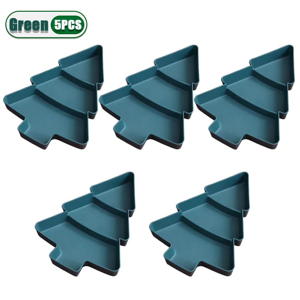 1-10PCS Holiday Christmas Plastic Snack Plates Candy Fruit Divided Trays Tree Shape INS Style Home Table Party Decor Supplies