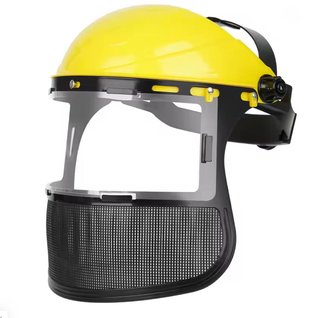Garden Grass Trimmer Safety Helmet Hat With Full Face Mesh Protective Mask For Logging Brush Cutter Forestry Protection