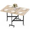Tavolo Pieghevole da Mobile con 6 Ruote e Freni, Tavolo da Cucina/Pranzo Pieghevole per Piccoli Spazi, Rovere
