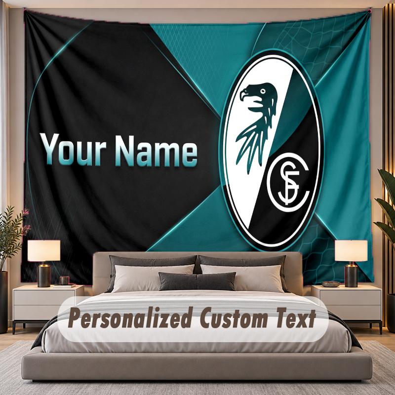 Custom Name Text Tapestry SC Freiburg Personalized Polyester Wall Tapestry For Bedroom And Room