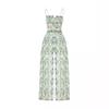 Vietnamese Designer Floral Embroidered Suspender Dress & Slim Split Long Skirt Set