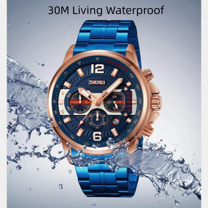 Skmei Luxury Men Watch Fashion Luminous Clock Steel Watch Calendar Quartz Wristwatch Business Watch