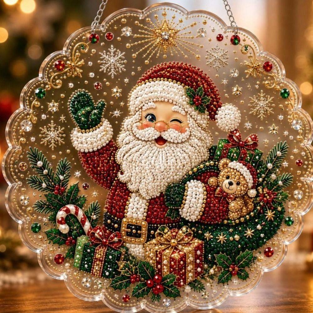 Acrylic Round Board Pearl Painting Kit DIY Craft Xmas Acrylic Pendant Gift