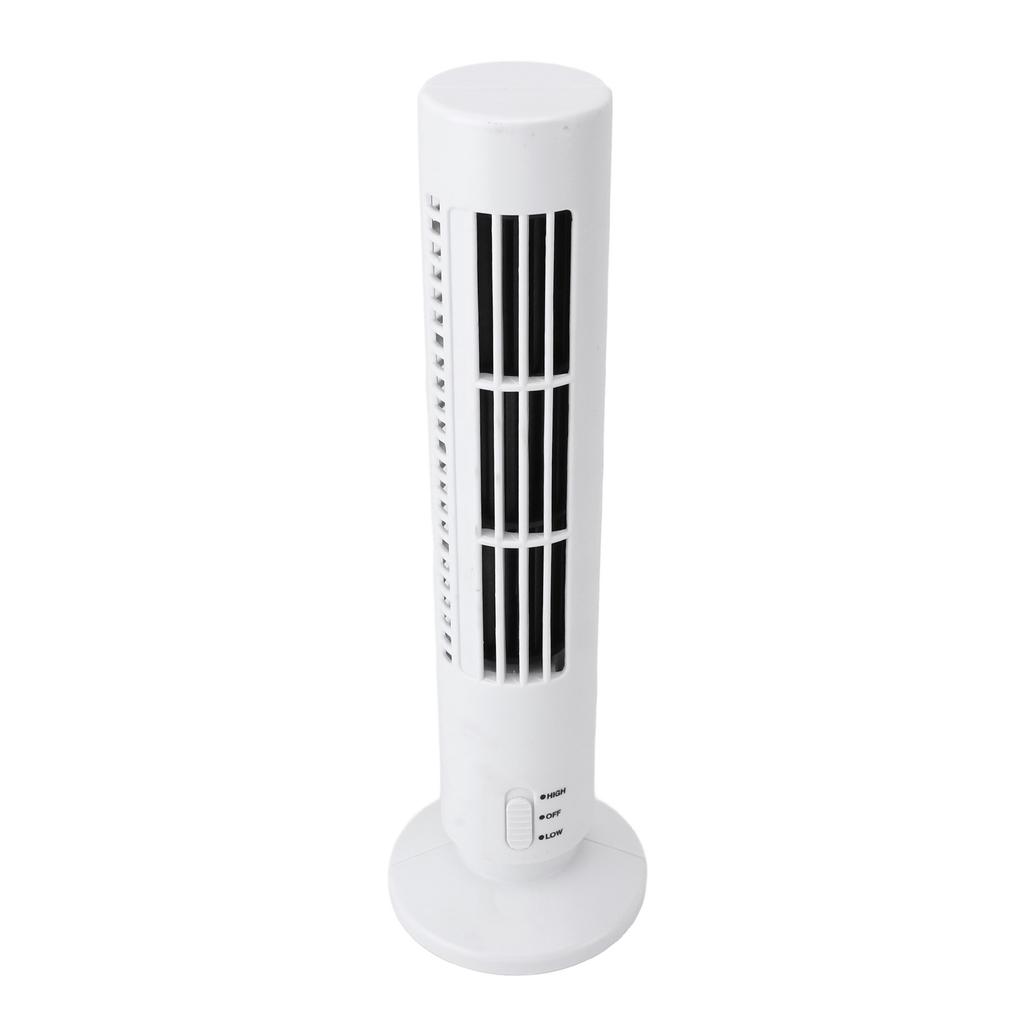 Mini Tower Fan Bladeless Desk Fan Quiet Cooling 2 Gears USB Desktop Table Tower Fan for Office Bedroom White