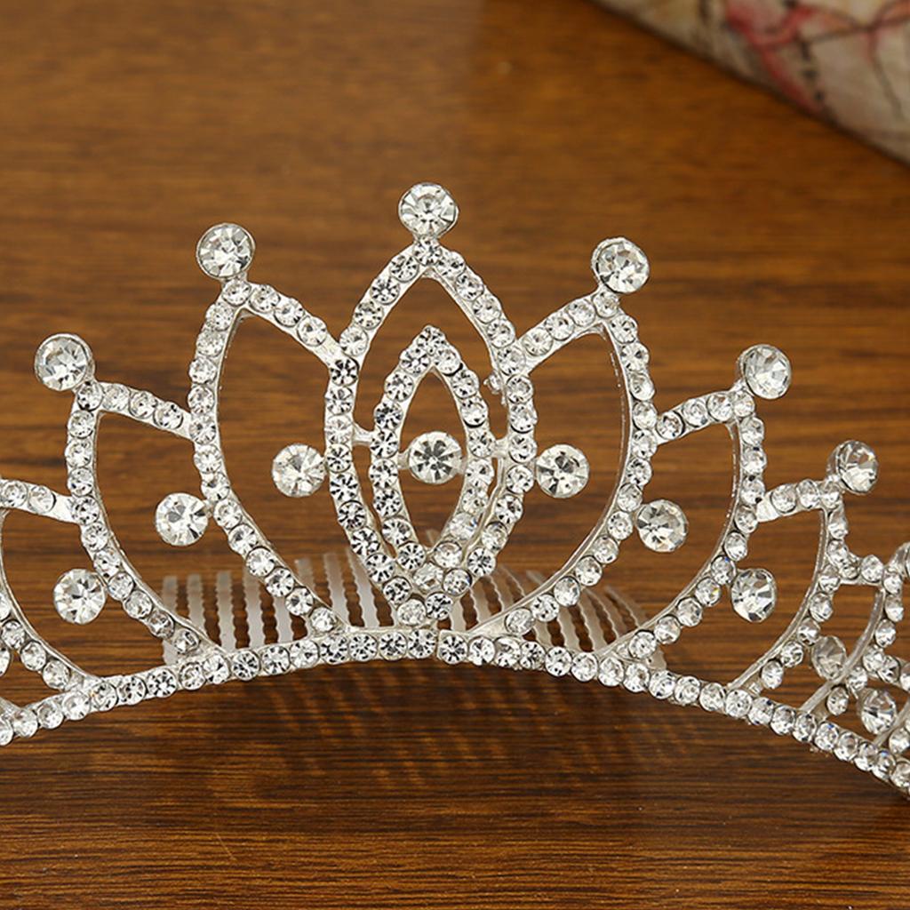 Bridal Hair Comb with Crown Decor Shiny Rhinestone Elegant Hair Comb Barrette for Woman Hair Decorative Use