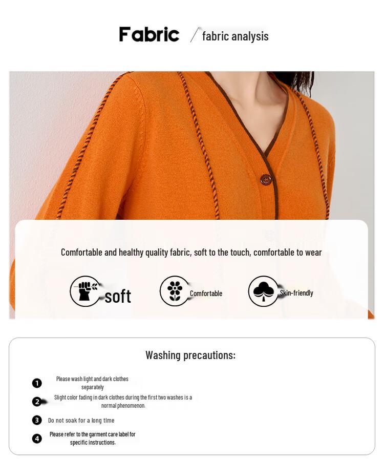 Iveni Women's Contrast Stitch V-Neck Wool Sweater