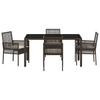 Garden Dining Set 5 pcs Brown Poly Rattan
