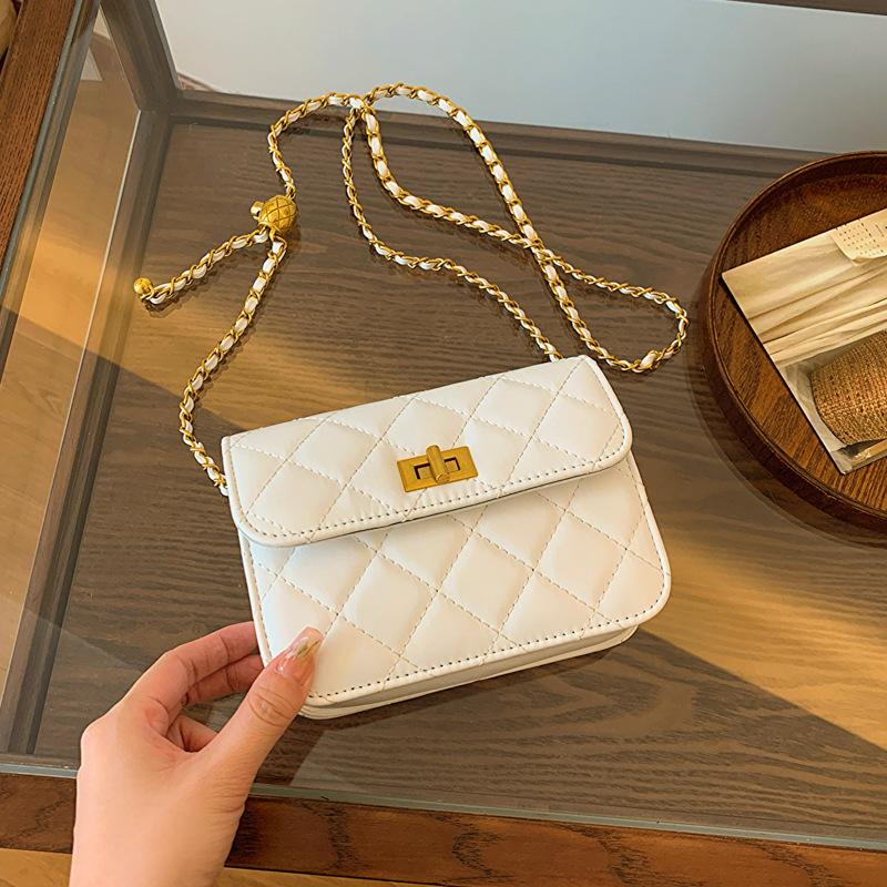 Rhombus Embroidery Thread Lock Chain Small Bag Women's 2025 Spring New Versatile Ins Messenger Bag Small Square Bag Fashion