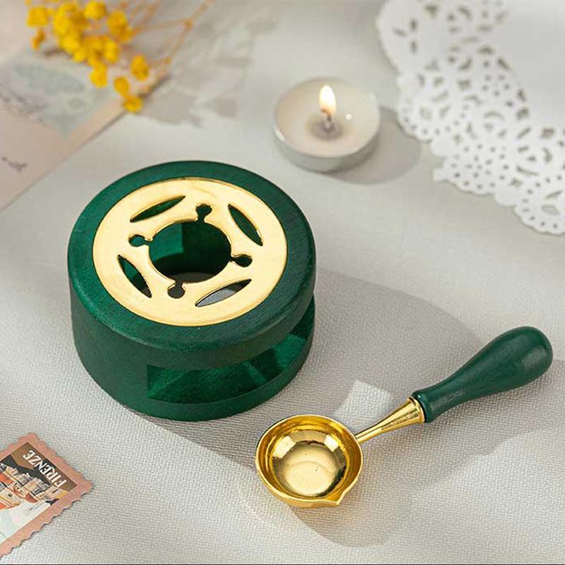 Sealing Wax 1 Set of Spoon Sealing Wax Furnace Stove Pot Seal Decorative Craft Gift Solid Wood Wax Stamp Craft Supplie SB002