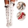 Women Christmas Snowflake Knitted Thigh High Stockings with Ribbon Bows Festival Over Knee Long Boot Socks Leg Warmers