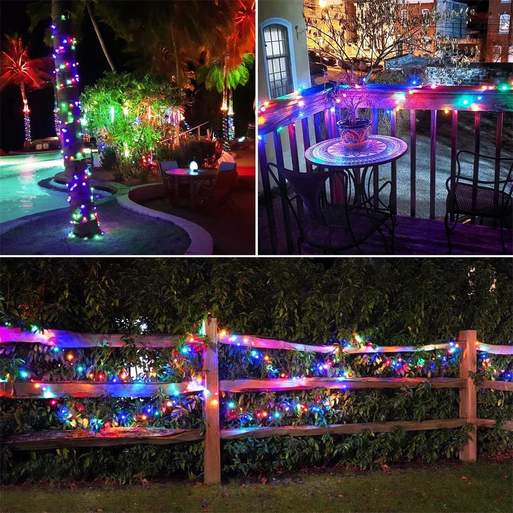 1Pack, 5M/10M/20M/30M LED Solar Outdoor Fairy String Lights With 8 Modes For Wedding, Party, Balcony, Patio, Eave, Tree, Garden, Christmas Decoration