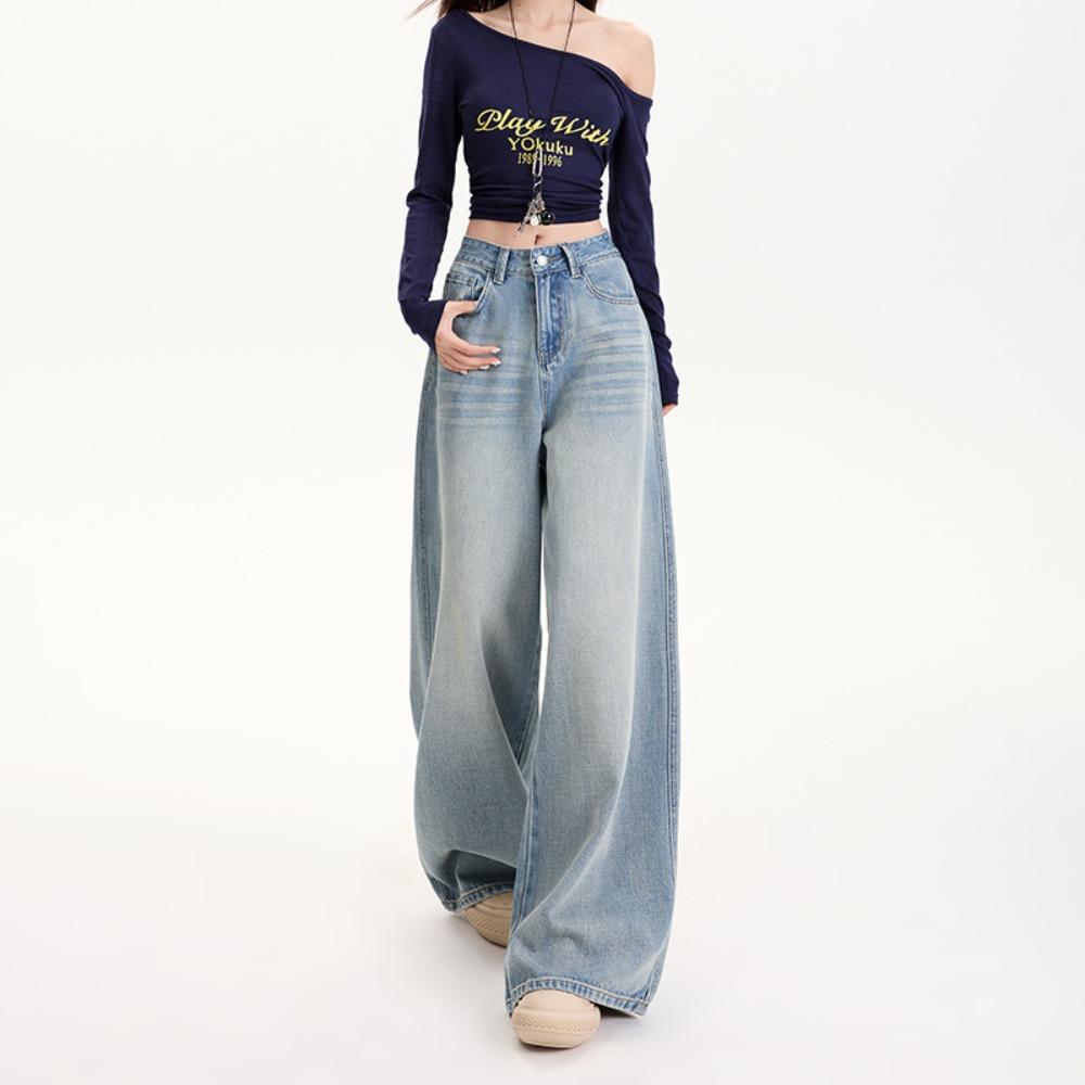Women's High Waist Tencel Wide Leg Jeans Loose Non‑Stretch Denim Pants With Regular & Extra‑Long Length Options For Summer American Street Look