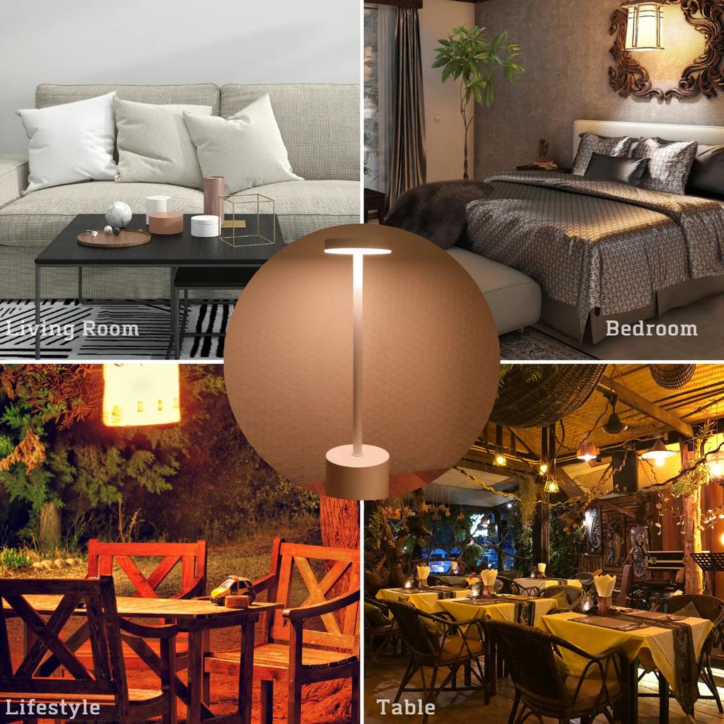 Enkel LED oppladbar berøringsmetall bordlampe tre farger sengekanten Creative Ambient Light Bar Utendørsdekorasjon Nattlys