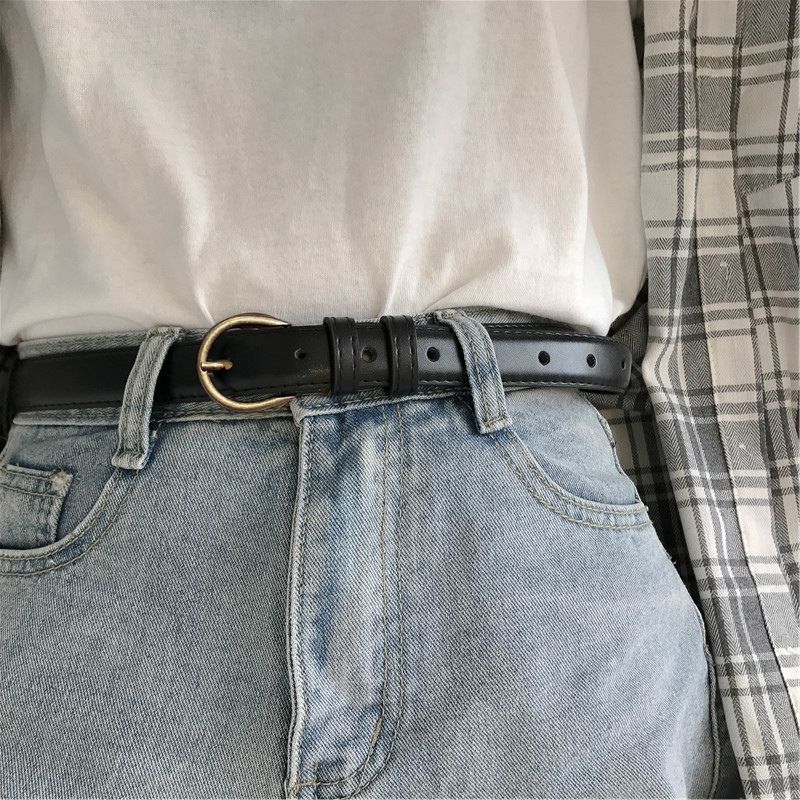 Chic Womens 2024 Minimalist Style Versatile Buckle Waist Belt In Elegant Black Two Layer Leather Perfect For Outfits Casual