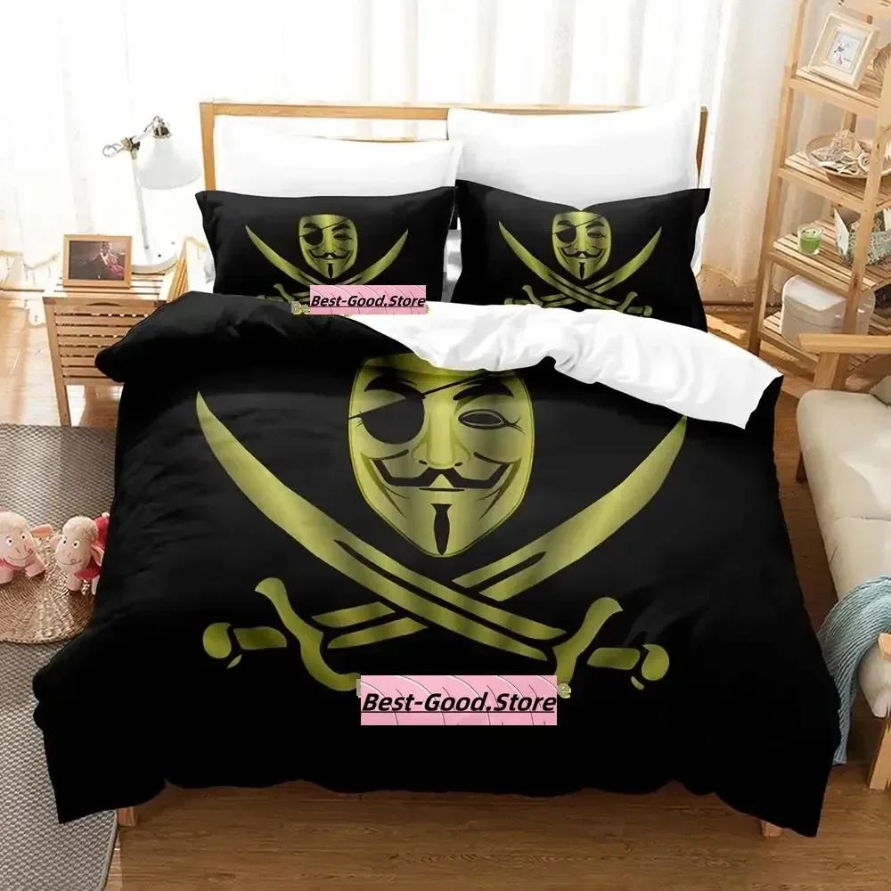 New Personality Technology Anonymous Bedding Set Single Twin Full Queen King Size Bed Set Adult Kid Bedroom Duvetcover Sets