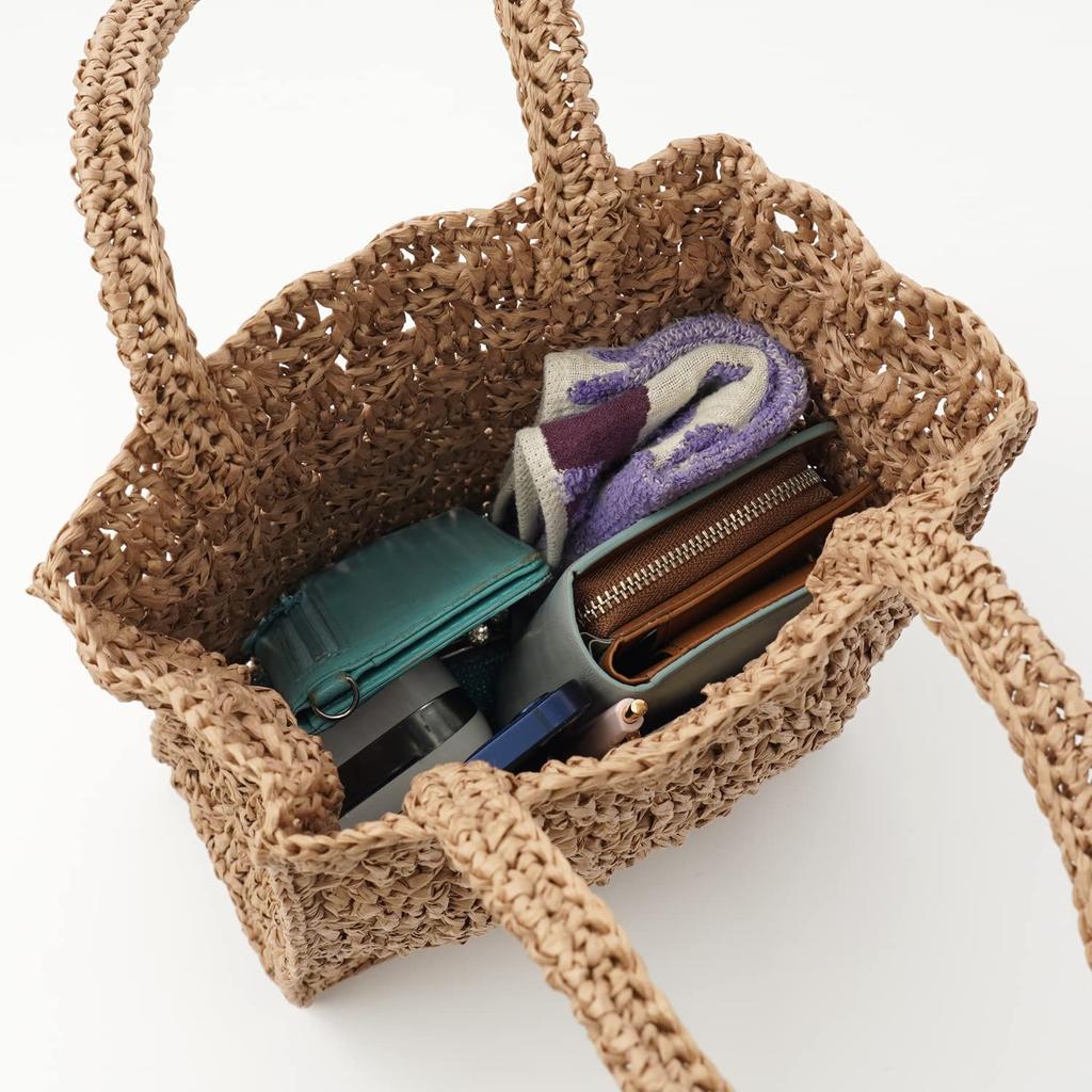 Raw wool itohenlab knitting kit Raised pattern square tote bag #9-4 (cork)