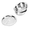 304 Stainless Steel Drain Basin 3 In 1 Set Vegetable and Fruit Cut Kneading Basin Cutting Plate Rice Sieve Pot