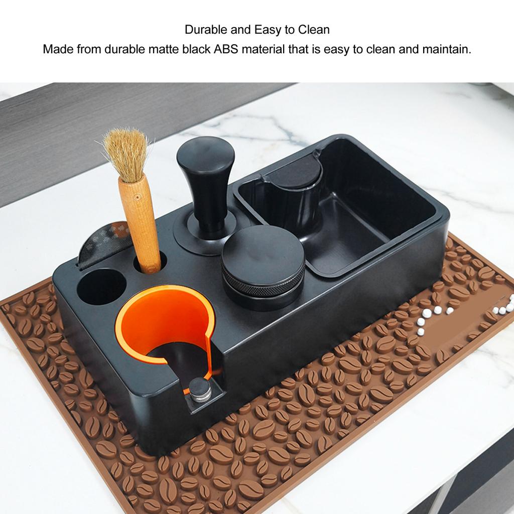 Coffee Tamping Station Matte Black ABS Multifunctional Tamper Stand Stable Structure Easy Cleaning for Home Barista Coffee Tool