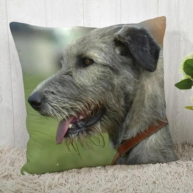 Irish Wolfhound Pillowcase Modern Home Bedroom Living Room Sofa Cushion Cover 45x45cm Peach Skin Pillowcase