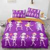 Sugar Skull King Queen Duvet Cover Funny Skeleton Halloween Bedding Set Gothic Spooky Bone Quilt Cover Polyester Comforter Cover